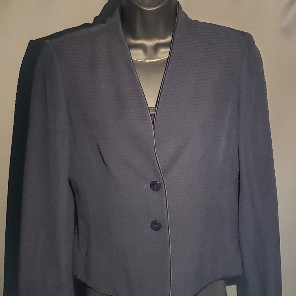 NWT Talbots Petite 2P Blue Silk Button Front Fully Lined Jacket